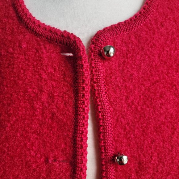 Vintage Jos. A. Bank Clothiers Pure Red Virgin Wool Silver Button Jacket Size 12 - Picture 3 of 16